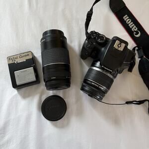Canon EOS Rebel XS DS126191 Camera 2 Lenses (18-55 & 75-300mm) Battery & Charger